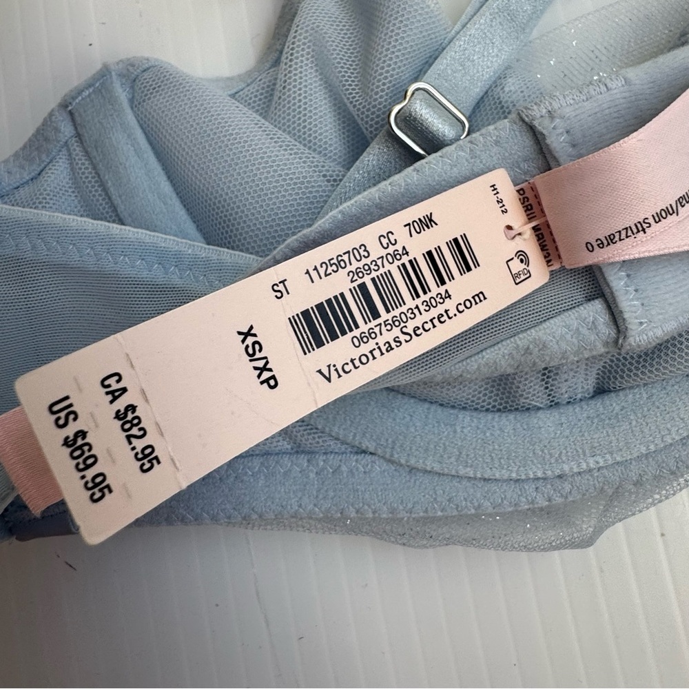 Victoria's Secret twinkle cameo Light Blue Tulle Bralette size XS baby blue - Picture 8 of 11